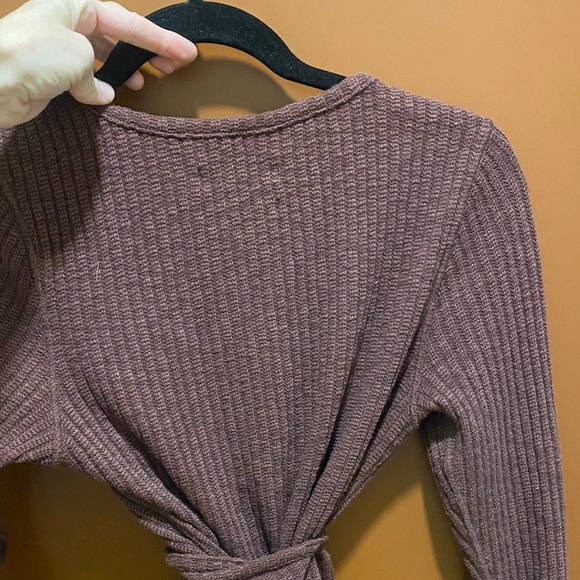 Everlane Chocolate Ribbed Wrap Cardigan medium - Picture 3 of 3